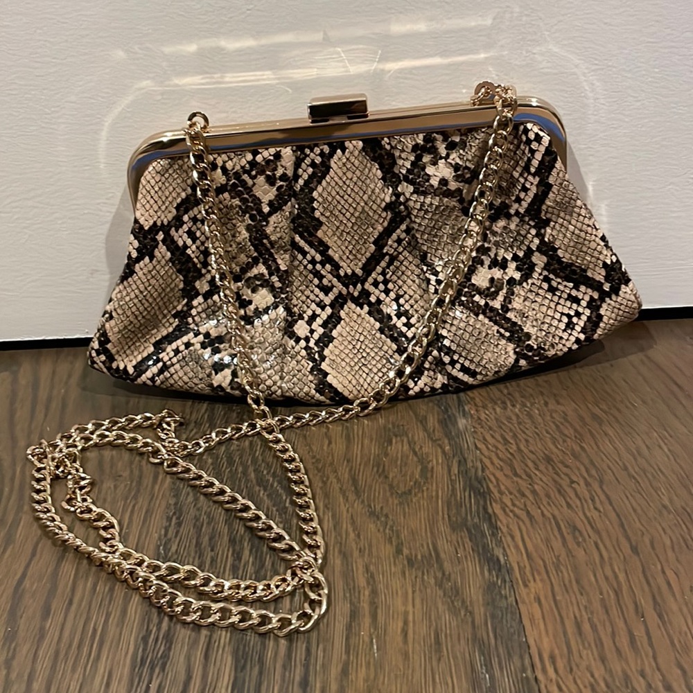 Animal print pleather clutch